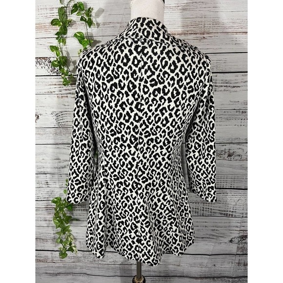 Calvin Klein Jacket size 2 Black White Cheetah Leopard Waterfall Career Stretch - Picture 12 of 13